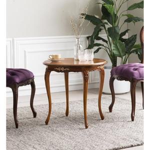 [자르파라]럭셔리 마호가니 원목 엔틱풍 원형 사이드 티테이블 / 세트 높은 빈티지 2인용 철제