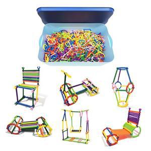 [기타]04016 소프트 라인빌딩 블록 1060pcs/빨대블럭/공간블럭/소근육발달/창의력향상/보관함