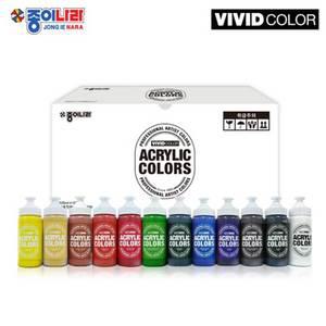 종이나라 비비드 대용량 아크릴물감 220ml 기본형 12색A세트