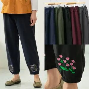 엄마옷 마미소 밑단 자수 바지 고무줄 인기 스테디 촌캉스 할머니 빅사이즈 40 70 마담 중년 여성 옷