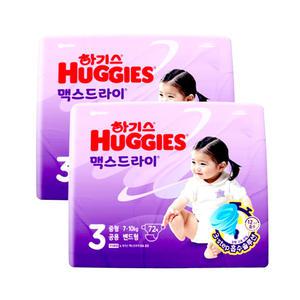 2024 하기스기저귀 맥스드라이 3단계 밴드형 공용 72매X2팩 중형 아기기저귀
