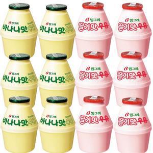 빙그레 바나나우유 240ml 12입 혼합 (바나나맛6입+딸기맛6입)