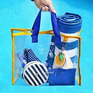 수영가방 알로하 투명 비치백(옐로우+블루) 바캉스-WB7FEF4