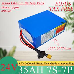 21700 리튬 배터리팩 A 레벨 배터리 셀 긴 내구성 30A BMS 750W 고전력 29.4V 5A 충전기 24V 35Ah