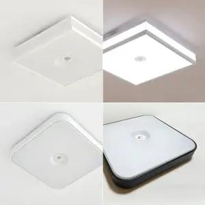 국산 LED 사각 센서등 24cm 20W 블랙 화이트 삼성칩 현관등 복도 계단 콤비/이니시아