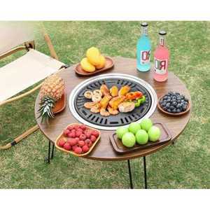 원형 바비큐 테이블 숯불 접이식 야외 화로 그릴 식탁 불판