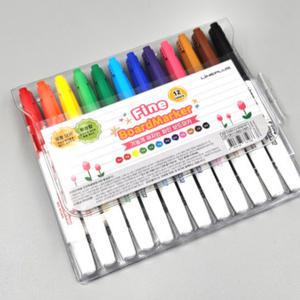 12색 얇은 세필 보드마카 세트 얇은 가는 글씨 화이트보드 마커펜