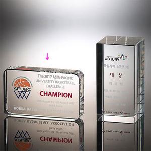 월드트로피 - 미니 사각 상패 투명 크리스탈 1.문진