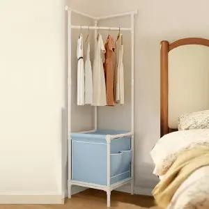 [1개+1개] 옷걸이행거 2단 스탠드 코너행거 스틸 틈새 수납 선반