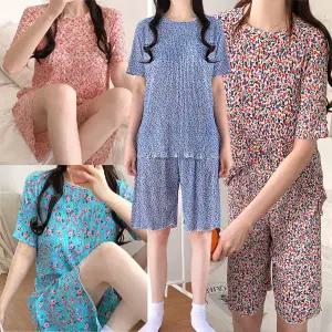 골지플라워잠옷세트/수면잠옷/주니어/상하/반팔반바지/커플/홈웨어/이지웨어/트레이닝세트/여행/휴가/촌캉스/바캉스/여름