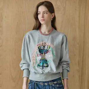 [마쟈] 크라운 아플리케 자수 맨투맨 티셔츠 ZE03QT601NA