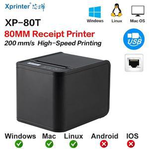 Xprinter 열 영수증 프린터 80mm POS 자동 절단기가 있는 USB/USB+Lan 포트 주방 - 1롤 용지