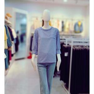 올리비아로렌 sh06 볼륨 체크 블라우스 볼륨소매 체크 블라우스 VOCNL4M5336