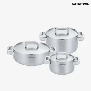 쉐프윈 316STS 통5중 16cm 양수냄비+20cm 양수냄비+24cm 전골냄비