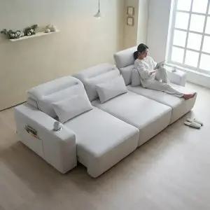 에보니아 루체 모션소파 4인용 리클라이너 전동 슬라이딩 확장형 패브릭 쇼파