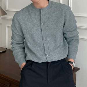 남성 라운드넥 봄 가을 깔끔한 무지 니트 가디건 간절기아우터 가디건자켓 패션자켓 봄가을가디건 봄가을자