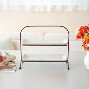 [리퍼] 코스타노바 노바 2단 직사각서빙접시 스탠드세트 37cm - 화이트