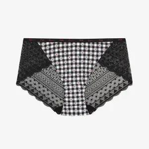 [휠라][휠라 언더웨어] 키스미 체크 하트 레이스 브리프 (FI4BFF2651F_BLK)