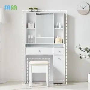 [SASA]사사가구 클루 800 1인 수납화장대 LED거울포함