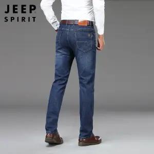 JEEP SPIRIT 봄 가을 남성 스트레이트 슬림 일자 캐주얼 청바지
