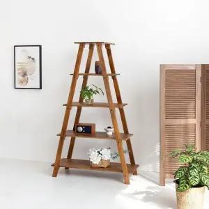 사다리 선반 원목 수납선반 5단 진열대 장식장 (WFJHIWT)