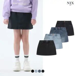 [NIXKIDS]여아) D톤 RAW BK톤/M톤/L톤 워싱 풀밴딩 미니 스커트 (FKBRCKD991P)