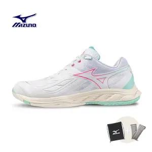 미즈노 웨이브 팡2 화이트그린 남녀공용 배드민턴화 인도어화 71GA231340