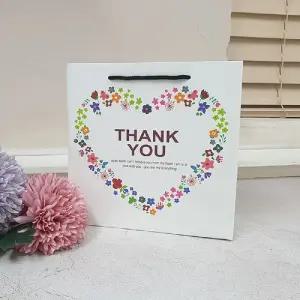 플라워땡큐 쇼핑백 화이트 중 20개/선물/포장/생일/선물용/종이/가방/다용도/감사/메시지/문구/감사용/고급