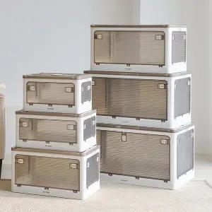 [아이윤]접이식 리빙박스 대형 폴딩 펜트리 수납함 옷 이불 정리함 84L