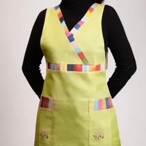 색동 앞치마 가정용 한식 주방 V넥 컬러 스트라이프 작업복