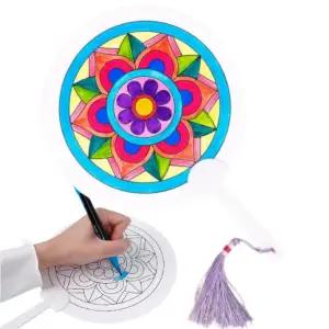 10인용 아동 만다라 컬러링 전통문양 부채만들기 방과후수업 손