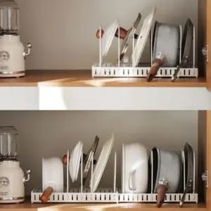 다용도 길이조절 정리대 후라이팬 냄비 주방기구 조절 랙 (WFJW0JV)