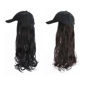 여성 롱 가발 내추럴 인모 웨이브 볼캡모자 (WFJW0GE)