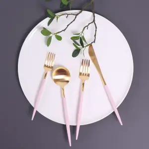 큐티폴 고아 핑크 커트러리 1P 골드 실버 양식기 디너 디저트 케익스푼