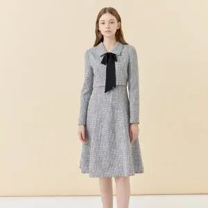 [LINE](타임스퀘어점패션관)[라인어디션] [BYLYNN]배색 리본타이 플레어 원피스 NGOPOL9900