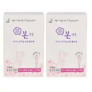 유기농본 100% 유기농 순면패드 착한 생리대 탐폰 레귤러 12매 x 2팩