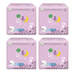 유기농본 100% 유기농 순면패드 착한 생리대 입는 오버나이트 대형 8매 x 4팩