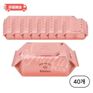 베베앙 시그니처 플러스 아기 물티슈 캡형, 52g, 100매, 40개
