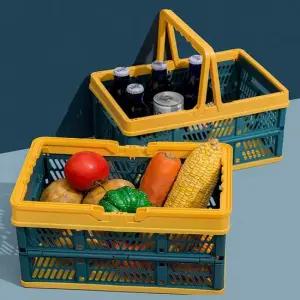 손잡이 폴딩박스 핸들 수납 상자 플라스틱 접이식 미니 소형 바스켓 캠핑 정리 스토리지박스