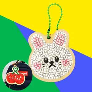 초등 보석십자수 MDF 가방고리 동물 토끼 만들기 교육용 미술키트 어린이집