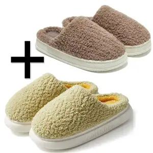 하나 더 따뜻한 소보로 털슬리퍼 겨울철 털실내화 거실화 사무실 여학교 털슬리퍼