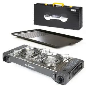 맥스 휴대용 가스렌지2구 투버너+전용불판 세트