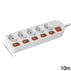 멀티탭 메인 개별스위치 5구 10m 화이트 멀티콘센트 전기코드