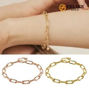 [펠리체골드] 18K 시그니처 컷팅클립 팔찌 (L)