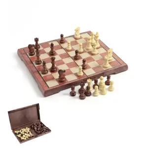 OW 자석체스 세트 브라운 여행용 보드게임 휴대용 28CM 가족 접이식