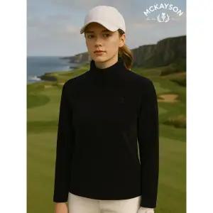 [아웃도어스/맥케이슨]여성 소재 믹스 반집업 티셔츠 블루 MDW4TL625BLU