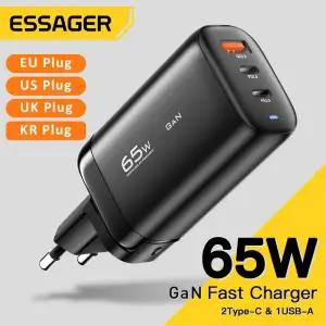 멀티충전거치대 Essager-65W GaN USB c형 충전기 노트북 PPS 45W 25W 고속 충전 삼성 QC30 PD30 아이폰 14