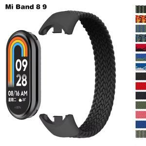 Xiaomi Mi Band 8 9 스트랩 액세서리 용 땋은 솔로 루프 Miband NFC 탄성 나일론 시계 밴드 교체 correa 팔찌