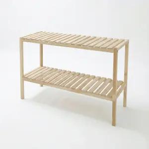 내추럴 원목 수납선반 2단 800 / 감성 우드 인테리어 다용도 선반장 이크홈