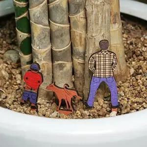 [셀러허브 1]아빠와 아들 강아지 미니 화분 장식 화분꾸미기 3개세트